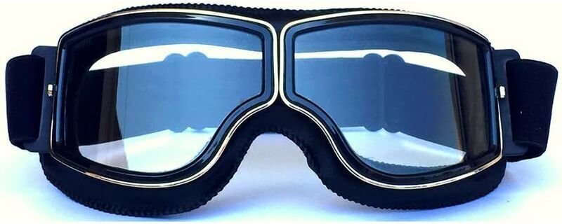 Motorrad- und Jet-Schutzbrille, 18x8cm Motorradmasken (schwarzer Rahmen + klare Linse)