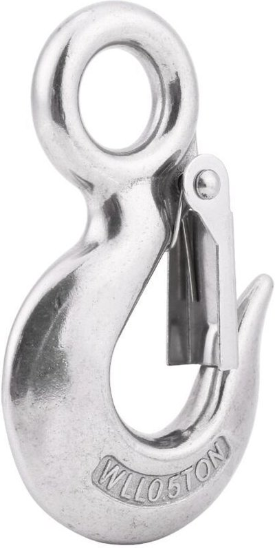 Runder Karabinerhaken, runder Karabinerhaken, Karabinerhaken aus Edelstahl, Original drehbarer Rundhaken (90 mm/0,5 T).