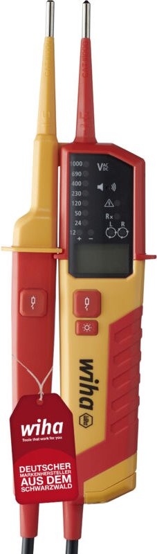 Spannungs- und Durchgangsprüfer 0,5 - 1.000 v ac, cat iv inkl. 2x AAA-Batterien i Photovoltaik-tauglich i LED-Anzeige (4...