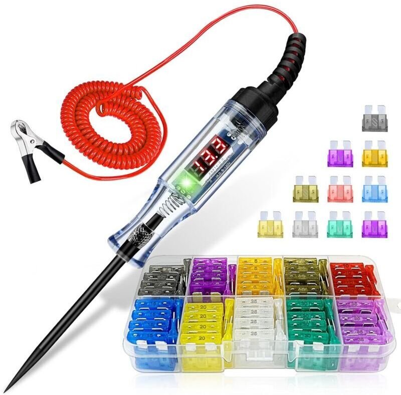 Thumbnail - Intelligenter Stromkreistester und 100-teiliges Kfz-Sicherungsset, 2,5-32V Sicherungsspannungstester mit digitaler LED-A...