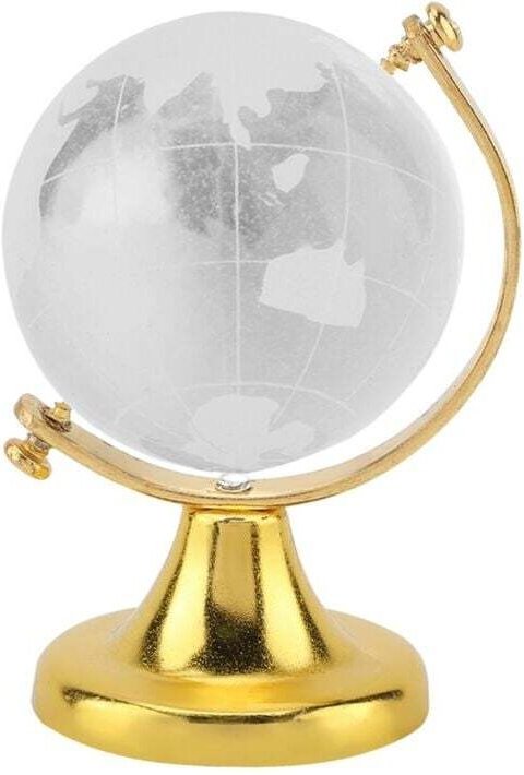 Vtizikl Boule de cristal 3D Globe du Monde - Mini sphère en verre transparent avec carte mondiale, poids-papier déco bur...