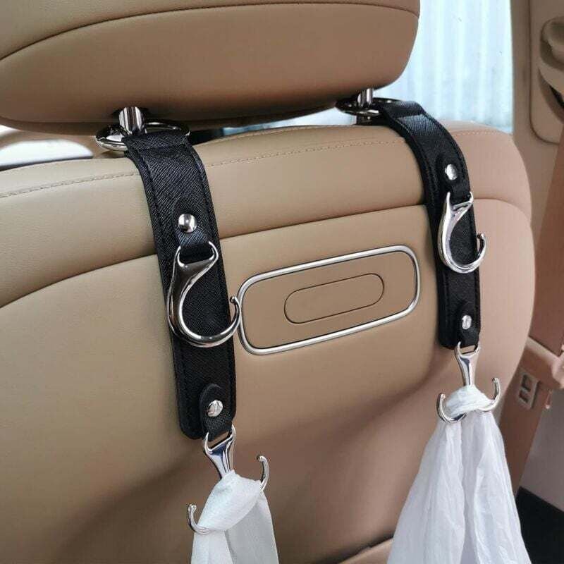 Crochets pour appuie-tête de siège arrière de voiture, crochets porte-manteaux en similicuir noir, peuvent être utilisés...