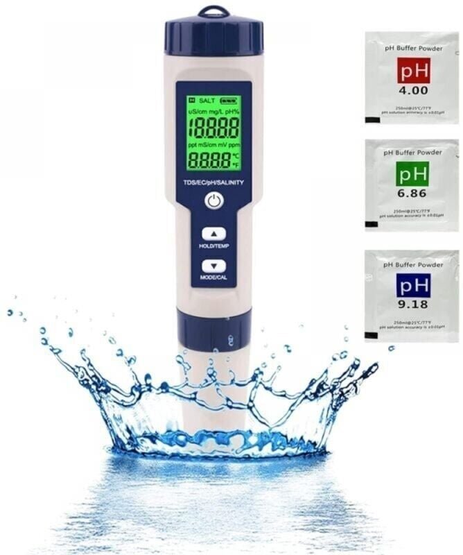 Elektronisches 5-in-1-pH-Messgerät für Schwimmbäder mit Hintergrundbeleuchtung und hoher Präzision