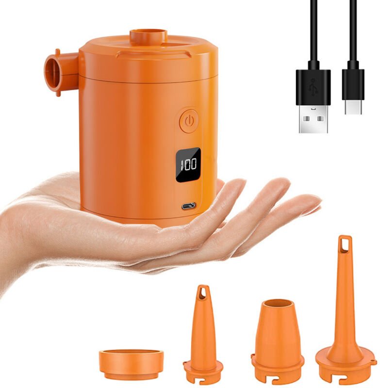 5200 mAh Elektrische Luftpumpe - mit präziser Digitalanzeige und Hochleistungsakku Farbe Orange