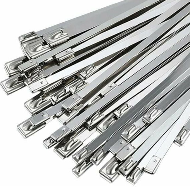 Edelstahl-Klemmbänder Set mit 50 Stück, 300 mm × 4,6 mm, Kabelbinder aus rostfreiem Stahl, Edelstahl-Klemmen für Auspuff...