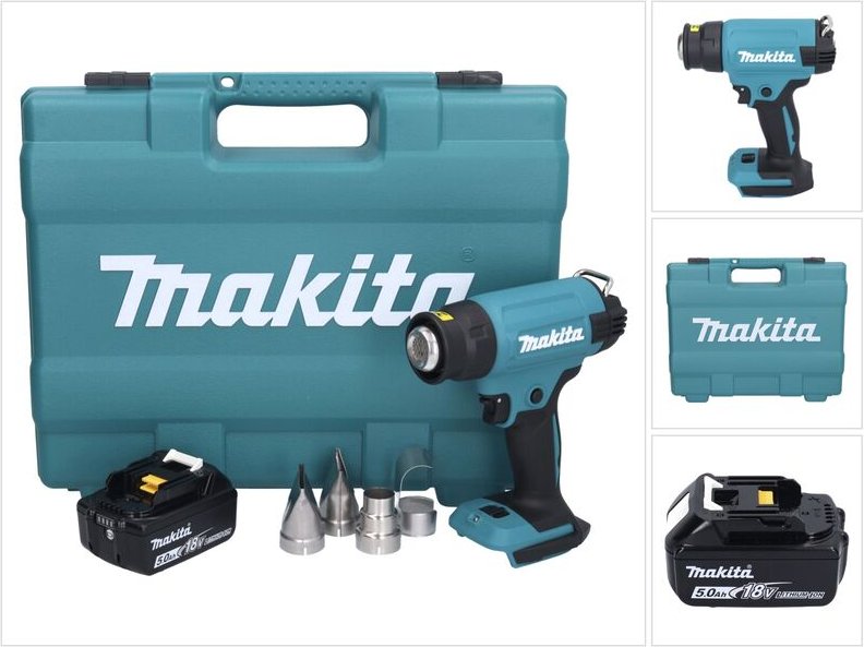Dhg 181 T1K Akku Heißluftgebläse 18 v 150 - 550°C + 1x Akku 5,0 Ah + Koffer - ohne Ladegerät - Makita