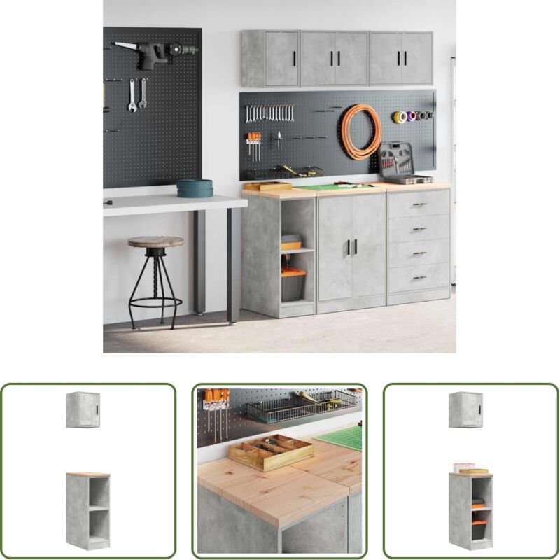 vidaXL Holzschrank - Garagenschränke 2 Stk. Betongrau Holzwerkstoff