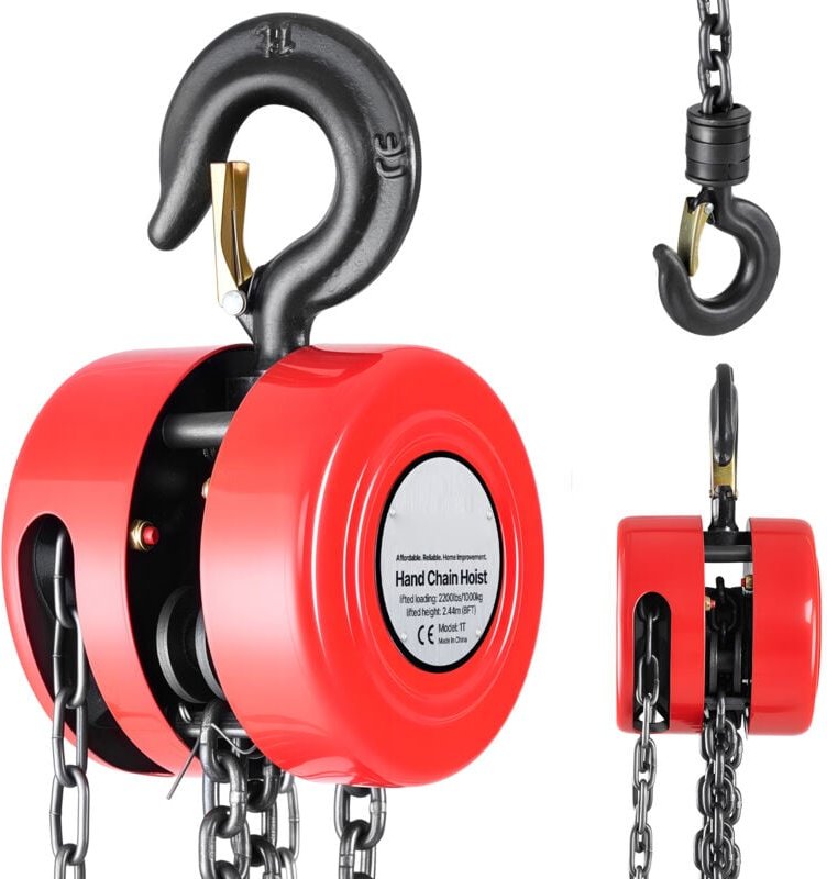 Mophorn Manueller Kettenzug mit 1 T Tragkraft, 2,44 m Hubhöhe, G70-Kette, robuster Flaschenzug für Garagen, Lager und Ma...