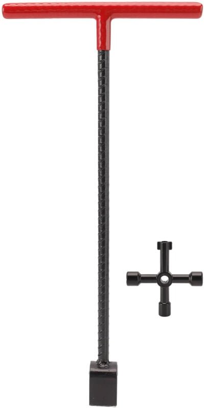 Multifunktionsschlüssel aus Stahl für Wasserzähler, T-Griff-Bürgersteigschlüssel mit 4-Wege-Werkzeug für Ventile und Was...