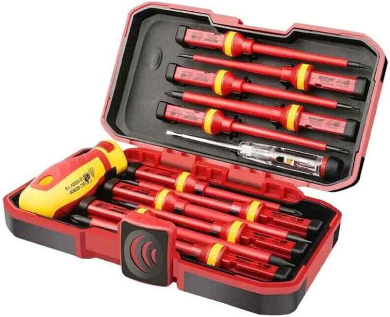 Schraubendreher-Set, 13-teilig, CR-V-isoliert, Hochspannung 1000 V, magnetisch, Phillips, Schlitz, Torx, robustes Handwe...