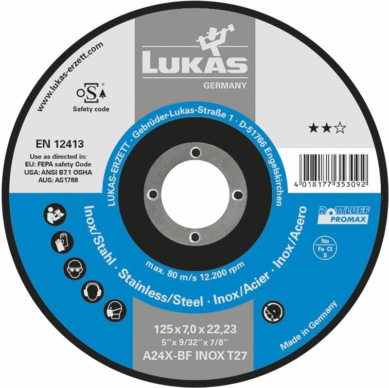 Schruppscheibe Promaxgekröpft A24X-BF ø 230 x 6 mm Inox/Stahl - Lukas