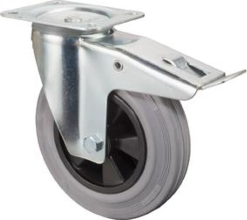 Bs Rollen - bs-r Lenkrolle m. Feststeller, Gummirad blaugrau, Kunststoffelge, Rollen-