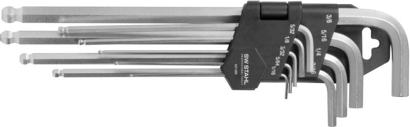 SW-Stahl S21-205 Winkelschlüsselsatz 9 tlg 1/16" - 3/8" im Halter