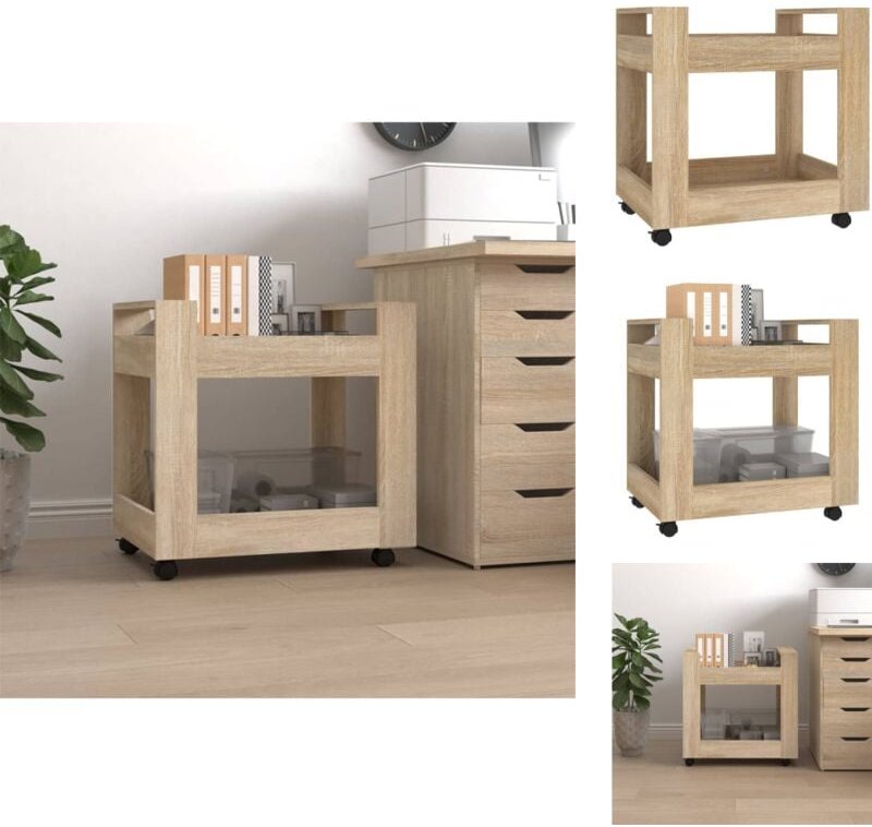 Kücheninseln & Küchenwagen - Living Bürowagen Sonoma-Eiche 60x45x60 cm Holzwerkstoff