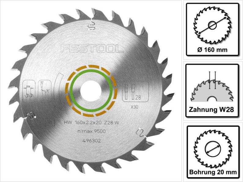 Festool Universal-Sägeblatt 160x2,2x20 W28 – 496302