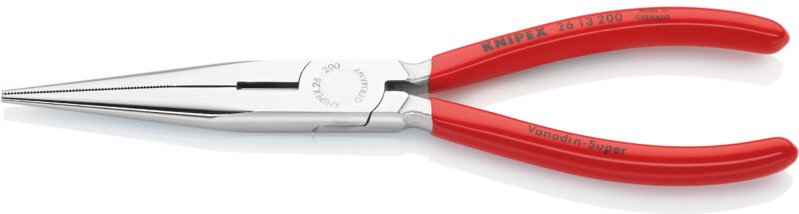 Knipex - 26 13 200 Flachrundzange mit Schneide (Storchschnabelzange) mit Kunststoff überzogen verchromt 200 mm