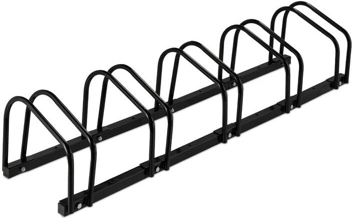 Relaxdays Fahrradständer Boden, für 5 Räder, bis 60 mm Reifenbreite, Metall, Garage, Fahrrad-Aufstellständer, schwarz