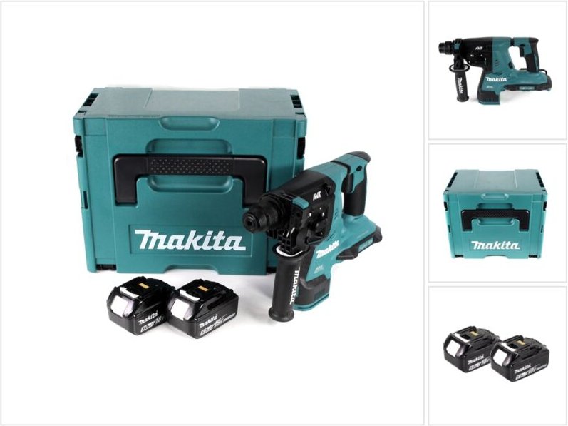 Makita DHR 280 TJ 2 x 18 V 36 V Li-Ion Akku Bohrhammer Brushless 28 mm für SDS-PLUS im Makpac + 2 x 5,0 Ah Akku - ohne L...