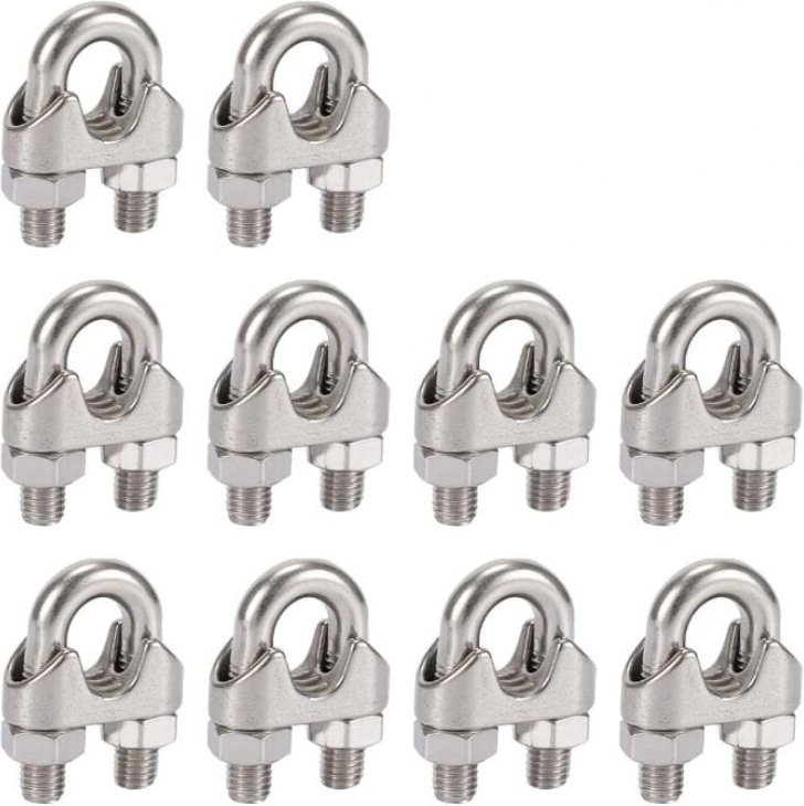 Kabelclips aus Edelstahl 304, 5 mm, mit Duplex-Clips für Wäscheleine, Markise und Befestigung, 10 Stück - Lntyq