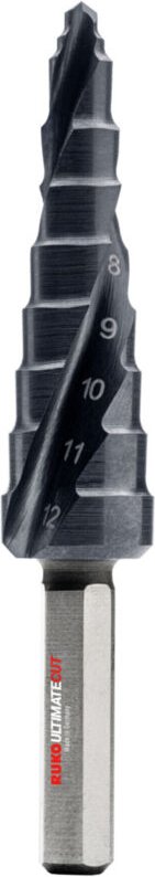 Stufenbohrer ultimatecut Bohrbereich 5-12 mm hss RUnaTEC spiralgenutet Schneidenanzahl 2 Stufenanzahl 8