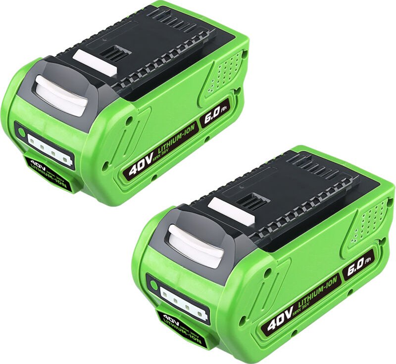 2 x 40V 6.0Ah Akkus für die Elektrowerkzeuge GreenWorks 40 V GWL1820 (Modelle 29472, 29462) und GreenWorks 40 V G-MAX (M...