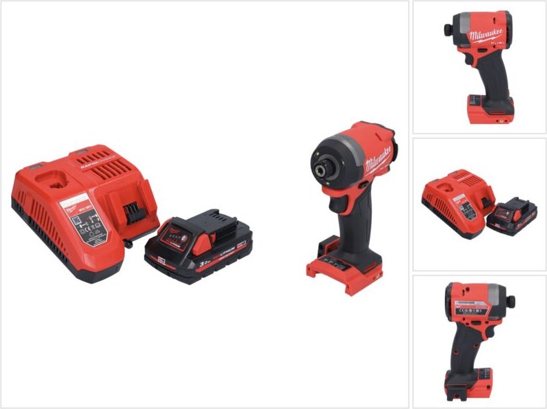 Milwaukee M18 FID3-301 Akku Schlagschrauber 18 V 1/4" 226 Nm Brushless + 1x Akku 3,0 Ah + Ladegerät