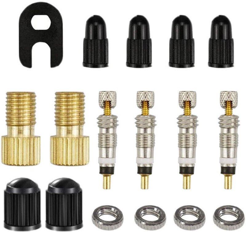 17-teiliges Fahrrad-Presta-Ventileinsatz-Set, Presta-Schlüssel, Presta-Mundkonverter, Mountainbike-Reparaturwerkzeuge