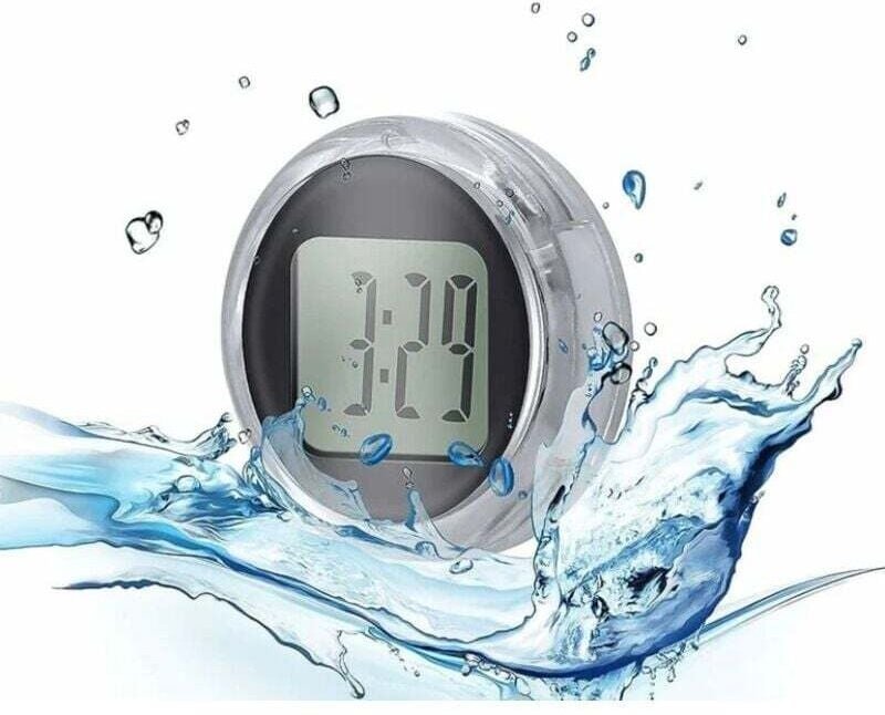 Schwarzes wasserdichtes Motorrad-Uhrenthermometer, selbstklebende Außentemperaturanzeige zur Auto-Luftauslassmontage mit...