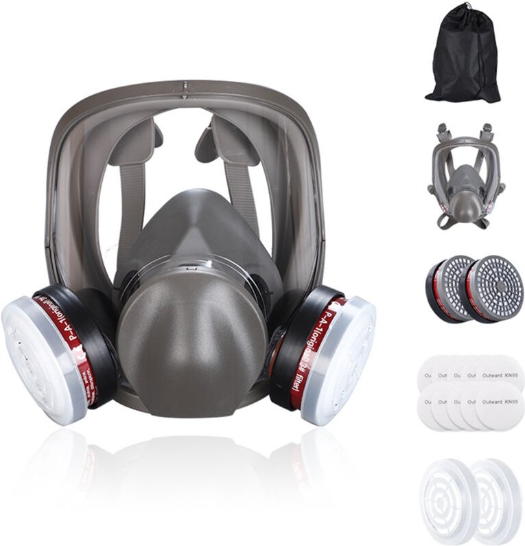 Wiederverwendbare Vollgesichtsmaske 6800 für Lackier-, Polier- und Schweißarbeiten, Staubmaske, 2 Anschlussarten, mit or...