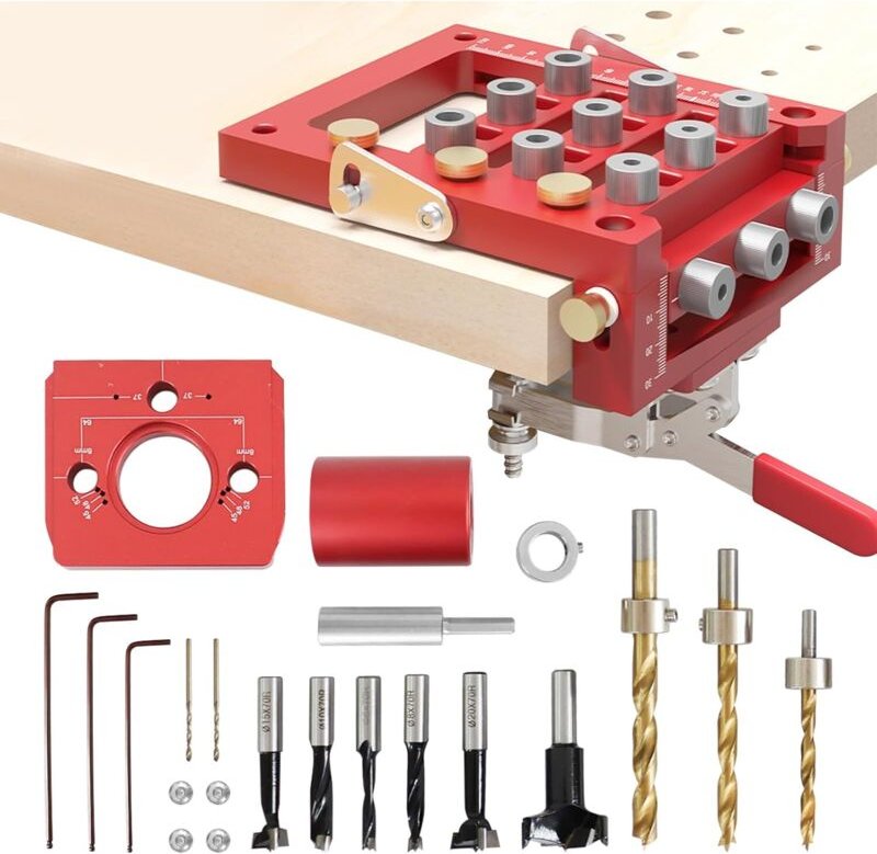 Selbstzentrierendes Dübellehren-Set, 3-in-1-Scharnierbohrlehre aus Aluminiumlegierung, selbstzentrierende Lochführung mi...