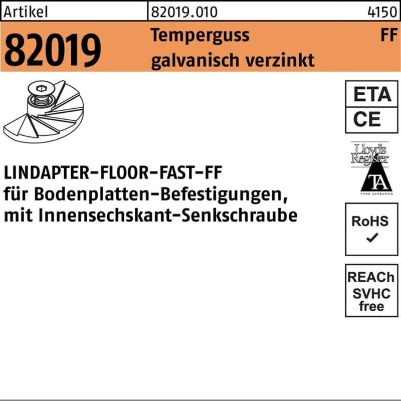 Lindapter - Klemme r 82019 gtw 40 fast m 8 Temperguss galvanisch verzinkt Temperguss