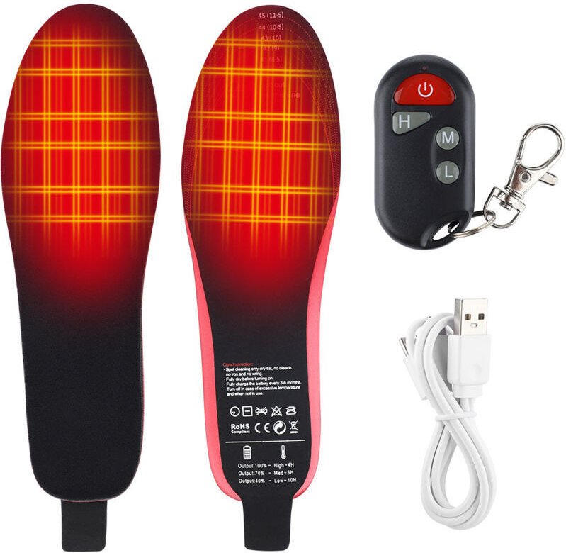 41–45) USB-beheizte Einlegesohlen mit 3-stufiger Temperatureinstellung – wiederaufladbare Thermo-Einlegesohlen – zuschne...