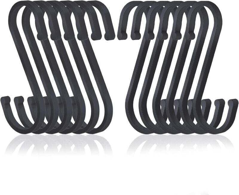 S-Haken, 12er-Pack, flache S-Haken aus Aluminium zum Aufhängen, Metzgerhaken mit matter Oberfläche für Küche, Schlafzimm...