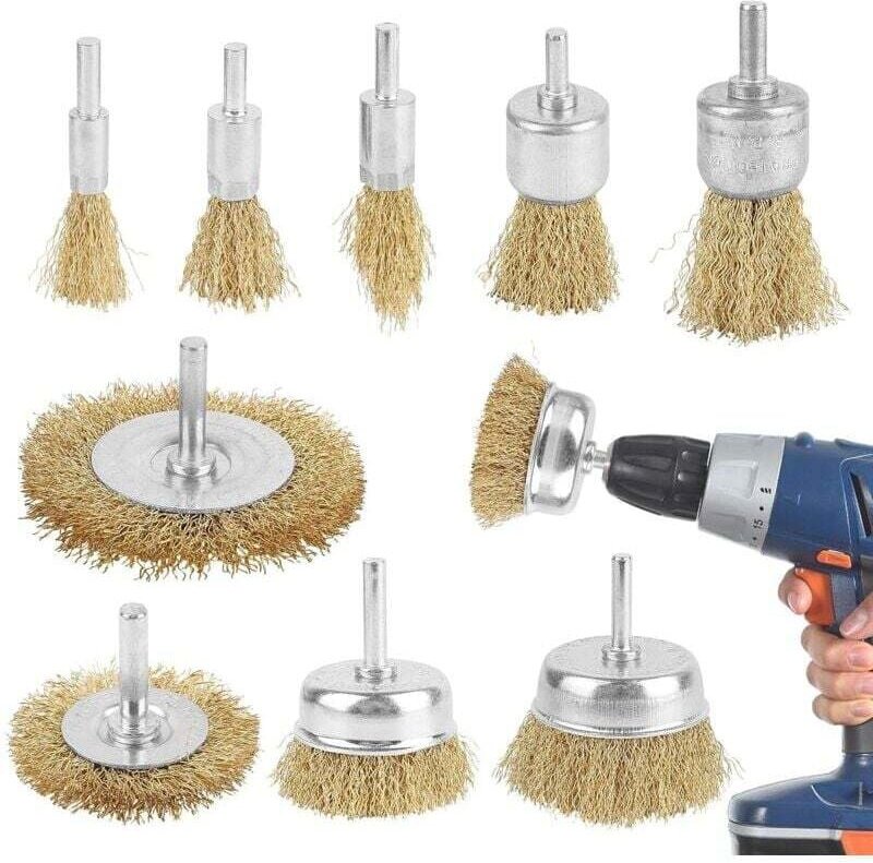 1/4 Zoll Drahtbürstensatz, Rundschleifbürste mit 1/4 Zoll Bohrbürstensatz Schleifer für Schraubendreherbohrer zum Reinig...