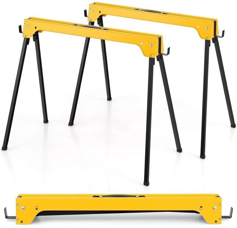 COSTWAY 2er-Pack Gerüstbock, Klappbock bis 600 kg, Arbeitsböcke klappbar, Faltbarer Bock mit Griff, Stützbock Sägehilfe,...