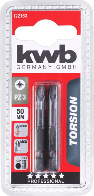 KWB - 122153 Sechsrund-Bit pz 3 Stahl 2 St.