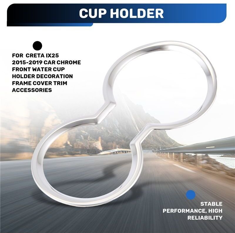 für Creta Ix25 2015-2019 Auto Chrom Front Wasser Becher Halter Dekoration Rahmen Abdeckung Verkleidung ZubehöR