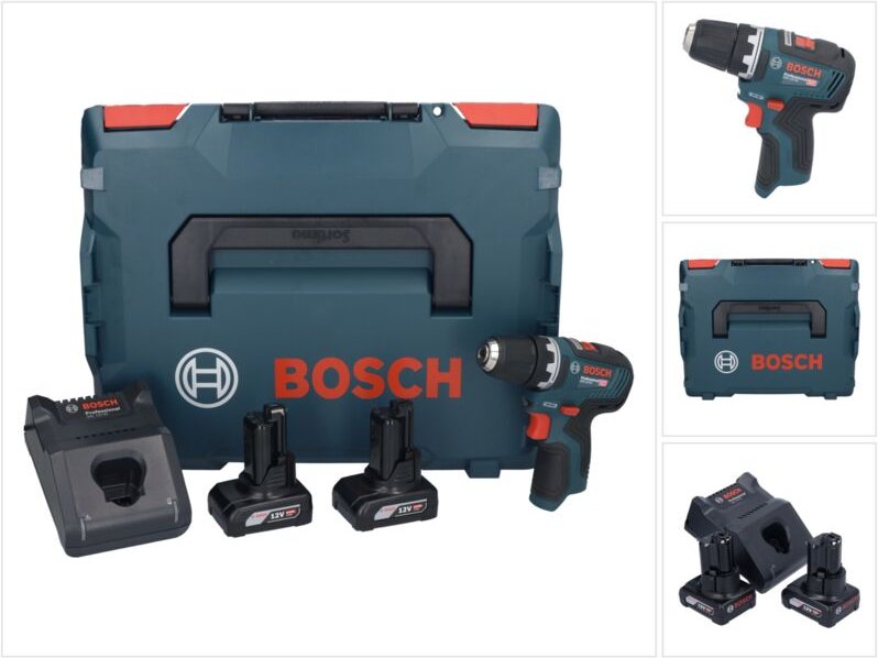 Bosch gsr 12V-35 Professional Akku Bohrschrauber 12 v 35 Nm Brushless + 2x Akku 6,0 Ah + Ladegerät + L-Boxx