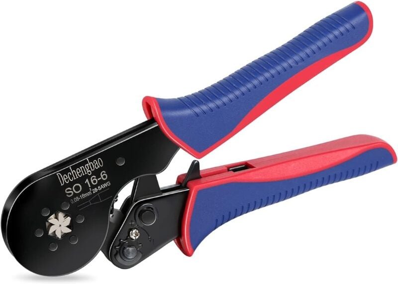 Selbstjustierendes Crimpwerkzeug für 28 5 AWG/0,5 16 mm² Kabel.