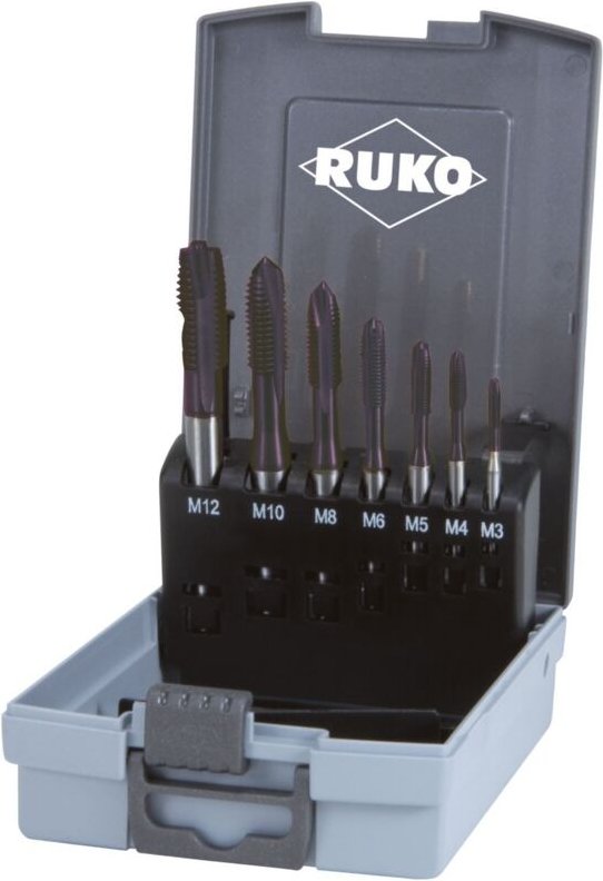 RUKO Maschinengewindebohrer-Satz HSSE-Co 5 TiAlN in Kunststoffkassette 7-teilig - 245068RO