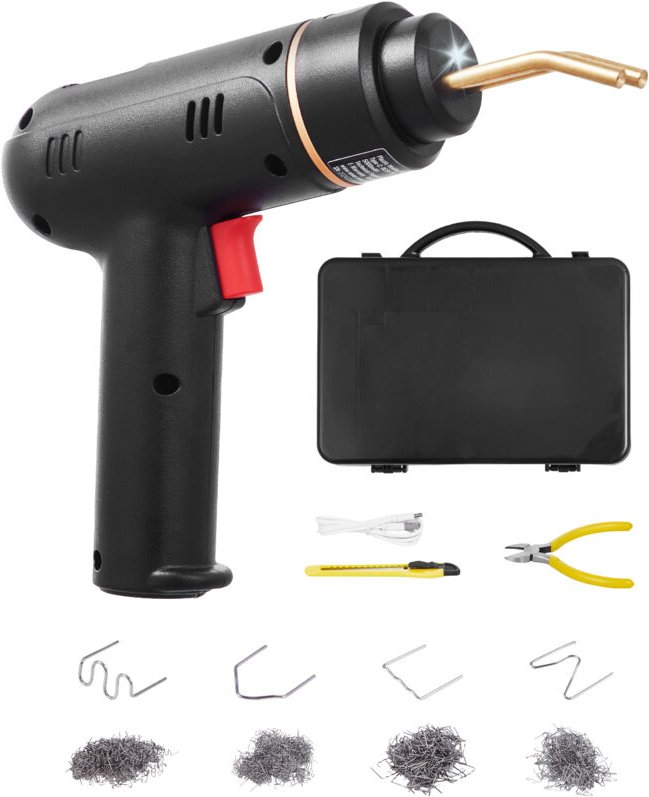 VEVOR Kunststoff Schweißgerät, 120 W Schweißpistole mit 400 Stk. 4 Arten Heißklammern, Kunststoff Reparatur Set für Kuns...