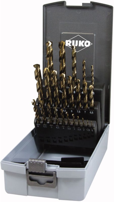 RUKO Spiralbohrer-Satz DIN 338 Typ VA, HSSE-Co 5 in Kunststoffkassette - 24 tlg. - 215216RO
