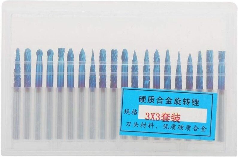 Schaftfräser, 20 Stück Hartmetall-Ein-/Doppelnutfräser