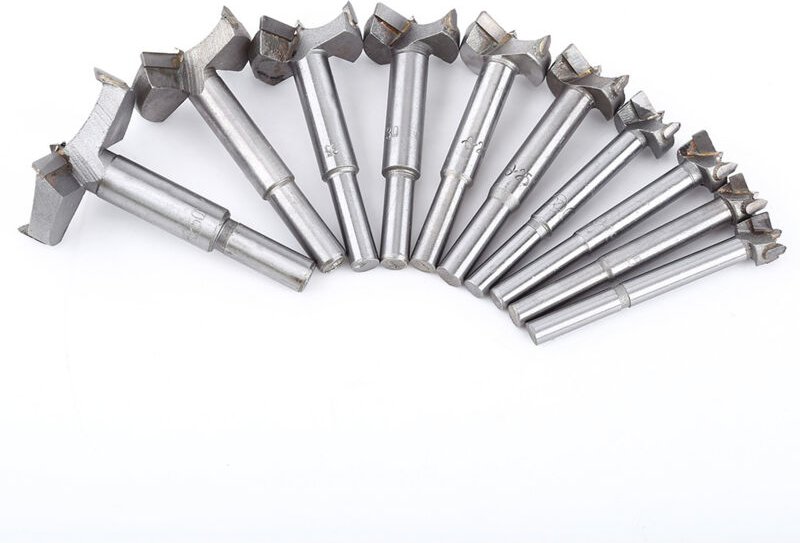 Akozon 10-teiliges Set Holzbohrer (14–50 mm), Hartmetall-Holzfräser/Holzbohrer/Holzscharnier-Bohrlochsägen-Set