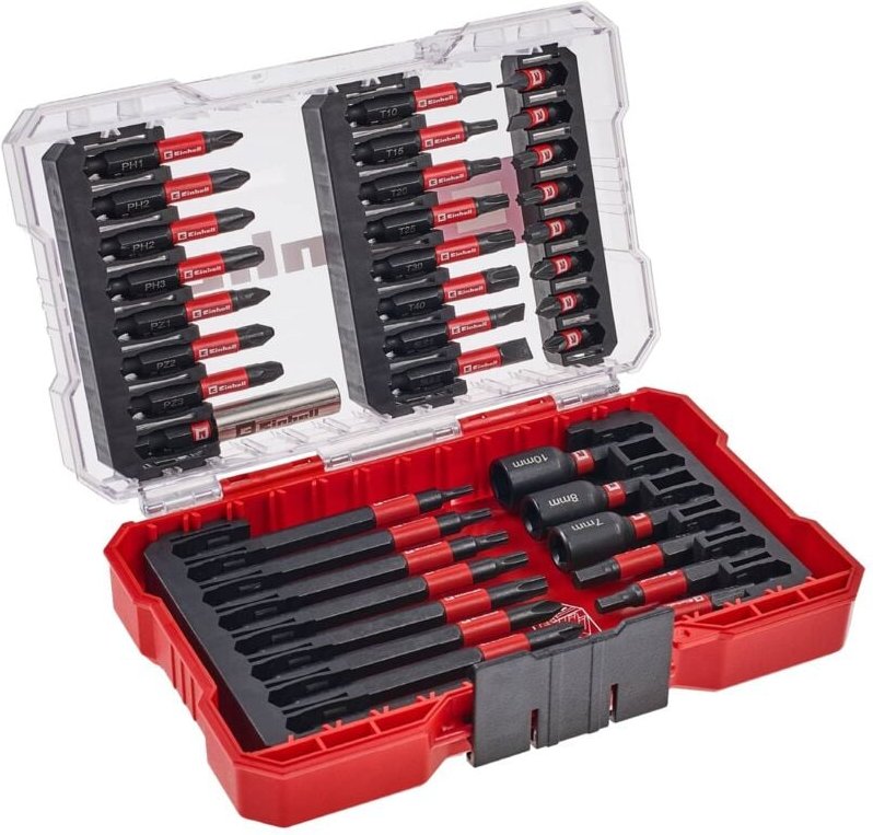 Original Einhell m-case 38-tlg. Impact-Bit-Set (25-mm-Bits, 50-mm-Bits, 90-mm-Bits, Sechskantstecknüsse, 60-mm-Bithalter...