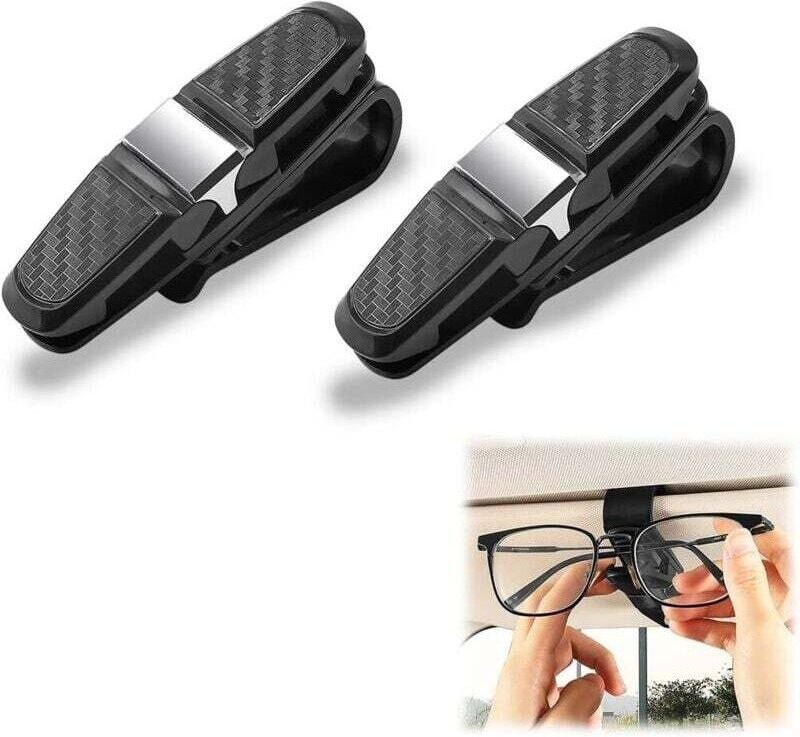 Set mit 2 Auto-Windschutzscheiben-Brillenclips, Auto-Brillenhalter, um 180 Grad drehbarer Auto-Brillenclip für die Auto-...