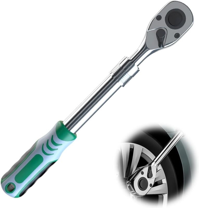 Teleskop-Ratschenschlüssel mit 90 Zähnen, 1/2 Zoll, Chrom-Vanadium-Stahl + Gummi, Teleskopgrößen 290-450 mm, für Anwendu...