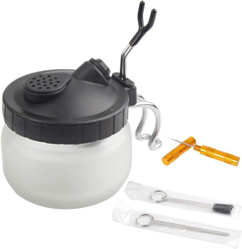 BD-778 Komplettes Airbrush-Reinigungsset inklusive 1 Reinigungsbehälter mit Halter, 5 Reinigungsbürsten, 5 Reinigungsnad...