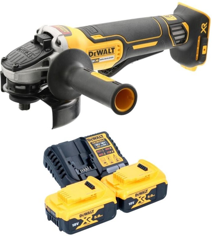 DeWalt DCG 406 P2 Akku Winkelschleifer 18 V 125 mm Brushless + 2x Akku 5,0 Ah + Ladegerät