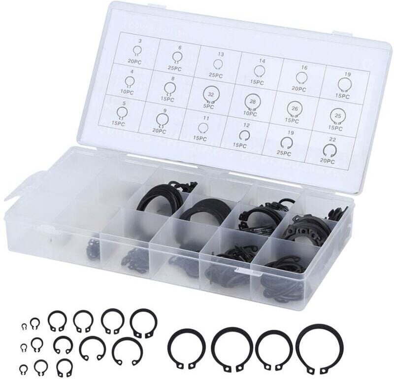 UlisemKit mit externen Clips E-Clip, Sortiment mit 300 Stück, 2-32 mm
